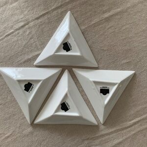 Set of 4 "10 Strawberry Street" Triangular Plate - Porcelain, White